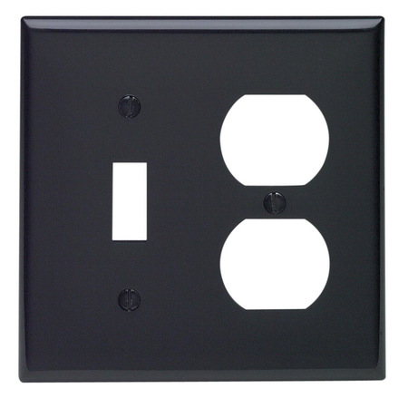 LEVITON Wallplate 2G Out/Tog Blk 80705-00E